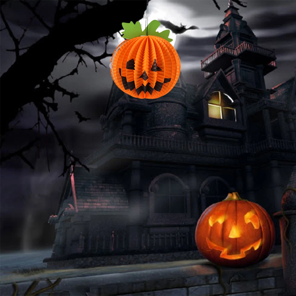 

6 Pcs Jack-o-lantern Halloween Decoration Lanterns Decorations for Home Pumpkin Party Centerpieces Classroom Paper