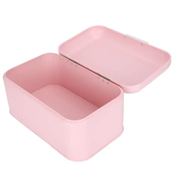 Bread Storage Box Pink Iron Bread Container Organizer Non‑Toxic Retro Household Storage Case Kitchen Accessories