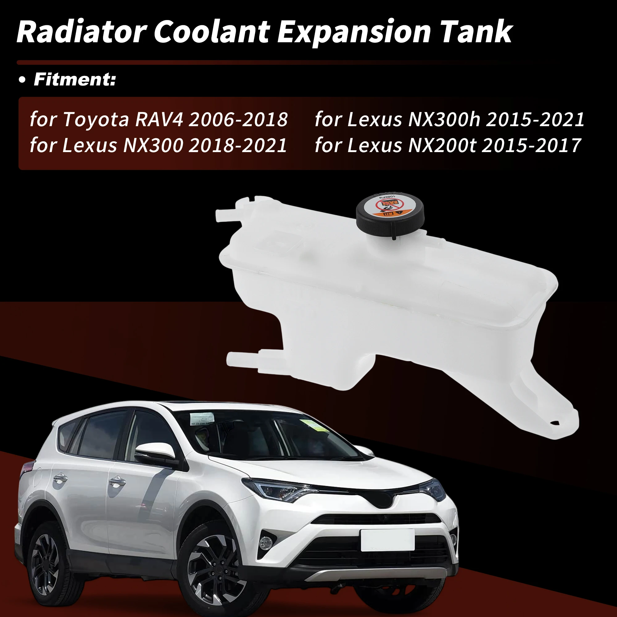 UXCELL Coolant Expansion Reservoir Tank W/Cap for Toyota RAV4 2006-2018 164700V010 Expansion Vessel