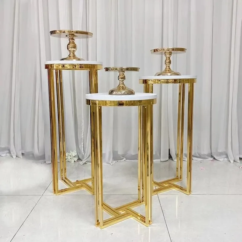 3Pcs Set Round Gold Metal Dessert Display Wedding Cake Rack Table Dessert Table Cake Rack Pillar Birthday Party Decoration
