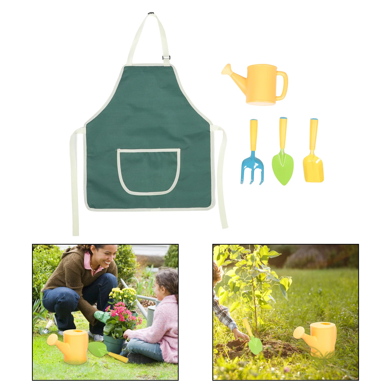

1Set Garden Tools Set Bright Color Mini Shovels Rake Watering Pot Happy Gardening Time Garden Mini Shovels