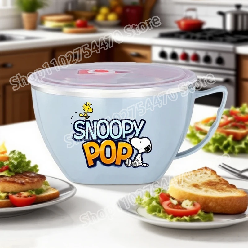 

Snoopys Dinner Bowl аниме персонаж хрустальная наклейка из нержавеющей стали миски для лапши быстрого приготовления Kawaii кухонные принадлежности посуда подарки