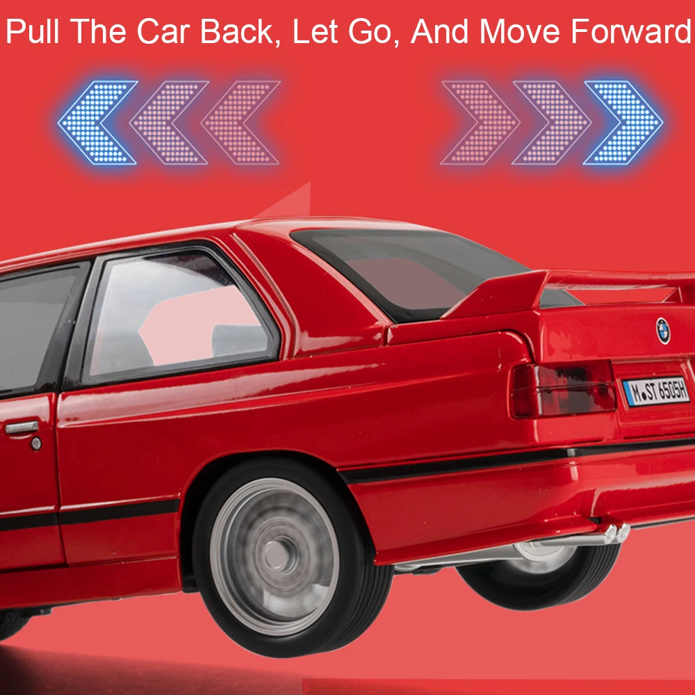 1:24 Scale M3 E30 M4 Car Toy Model Alloy Body Rubber Tires Retro Supercar Wheel Steering Doors Opened Models Gifts for Boys