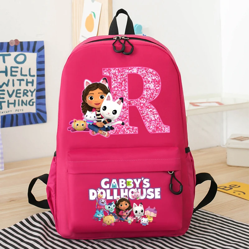 Gabby Dollhouses Girls School Backpack Cute Cartoon Letter Printed Kids Backpacks Boys Girls Schoolbags Children School Backpack