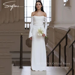 SSYTENS Simple Sexy V Neck Wedding Dresses Side Split Bride Gowns Modern Party Bridal Gowns Wedding Reception Dress For Bride