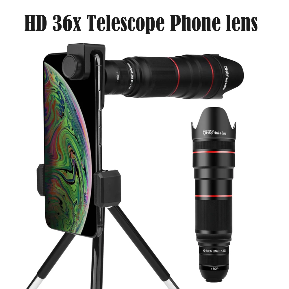 HD 36x Telescope Phone lens professional Tele Zoom Camera Lenses With Tripod for iPhone 15 14 13 12 Pro Max Samsung Smartphones