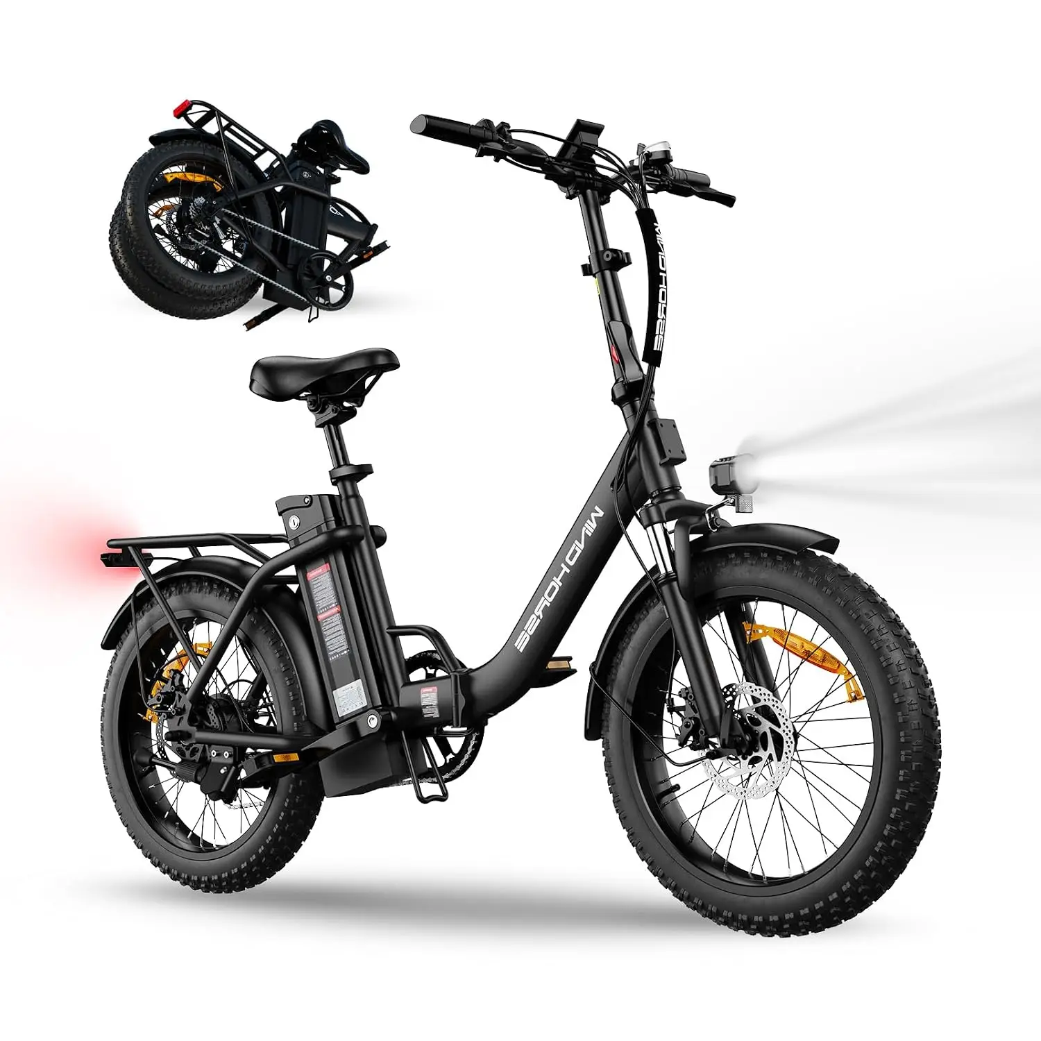 20" Foldable Electric Bicycle 983W Peak Motor 20MPH 55-70 Miles Range, Customized