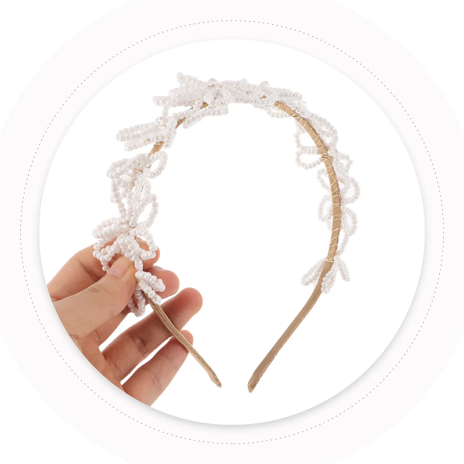 Bridal Faux Pearl Headband Elegant Simulated Flower Beaded Princess Hairpiece Wedding Hair Accessories Pearl Headband