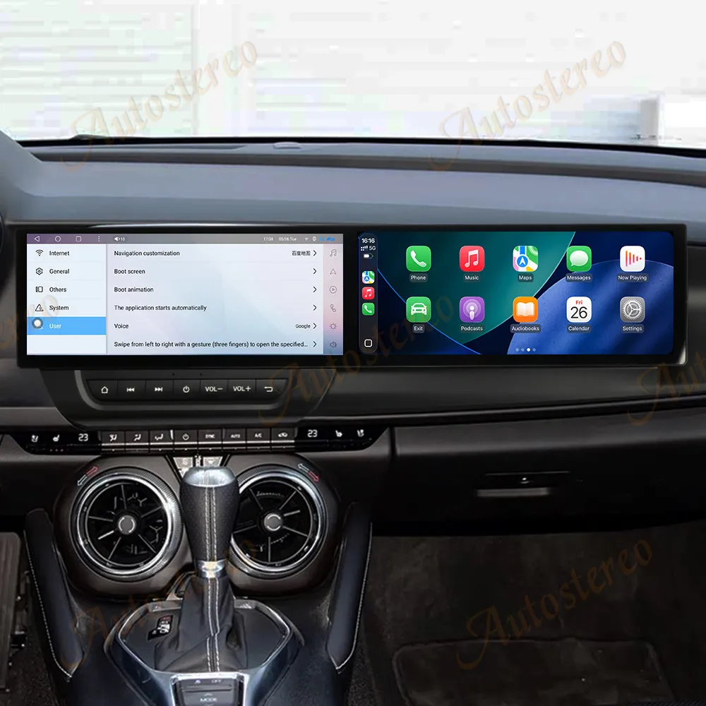Dual  Screen 12.3'' Wireless Carplay For Chevrolet Camaro 2016-2025 Multimedia Display Touch Screen Android auto Head Unit 360