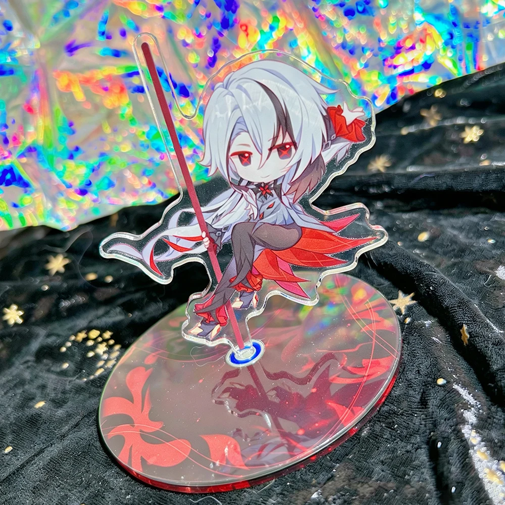 Game Genshin Impact Furina Arlecchino Cosplay Rotating Standing Plate Acrylic Figure Stand Desktop Decoration Accessories Prop