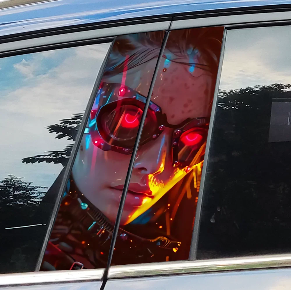 

Cyberpunk Girl Car Stickers Auto B Pillar Waterproof Decor Cover Scratches Sunscreen Car Doors Pillar Vinyl Decals Accessories
