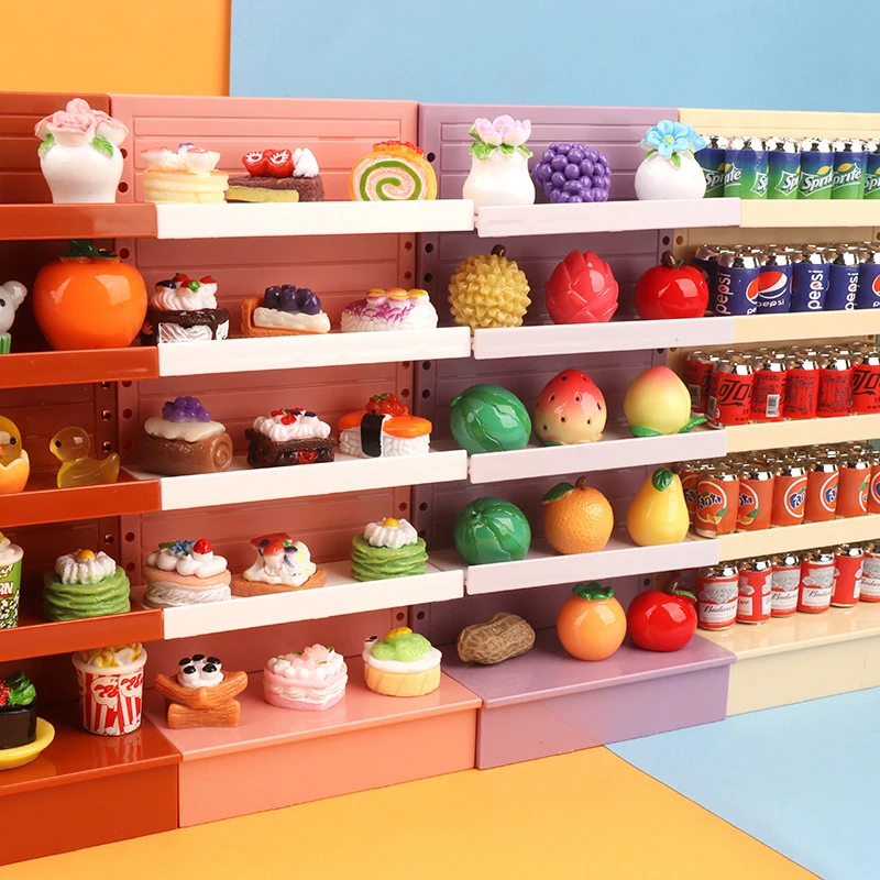 1PC Dollhouse Supermarket Display Shelf Dollhouse Simulated Snack Cabinet Dolls House Accessories