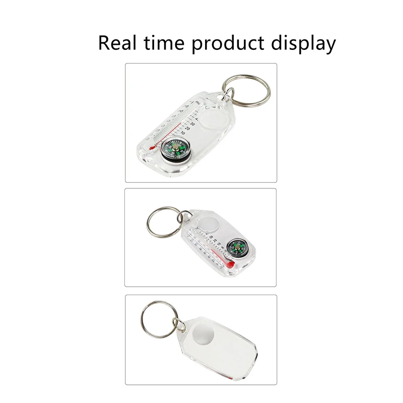 Compass And Thermometers Keychain Survival Thermometer Compass Keychain Mini Pocket Sized Compass Keyring Outdoor Equipment