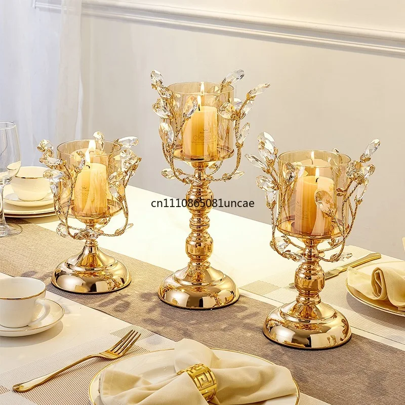 Modern Crystal Candle Holders, Luxe Table Decor for Romantic Ambiance, American Style Centerpiece Set