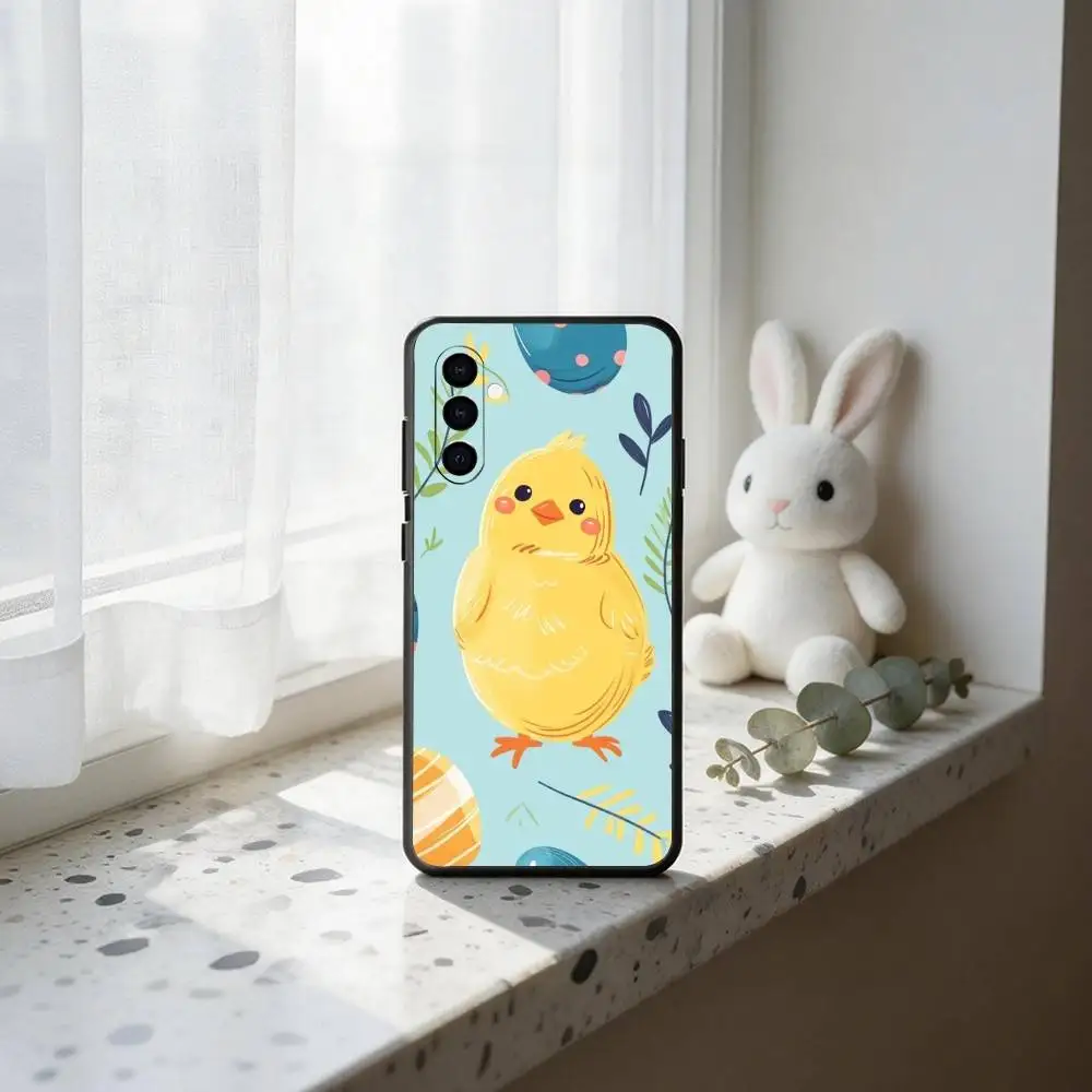 Cute E-Easter C-Chick  Phone Case For Samsung Galaxy A73,A72,A71,A70,A53,A52,A51,Soft Silicone Black Cover