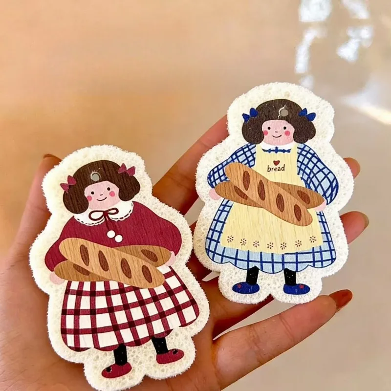 Plaid Girl Wood Pulp Sponge Super Absorbent Quick Expansion Pot Dishwasher Imported Wood Pulp Cotton Cleaning Melamine Sponge