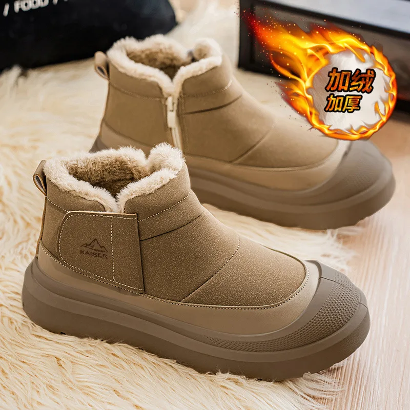 Winter Shoes Men 2026 Fur Warm Comfortable Snow Boots Outdoor Waterproof Down Boots High Top Ankle Boots Platform Shoes Size 44