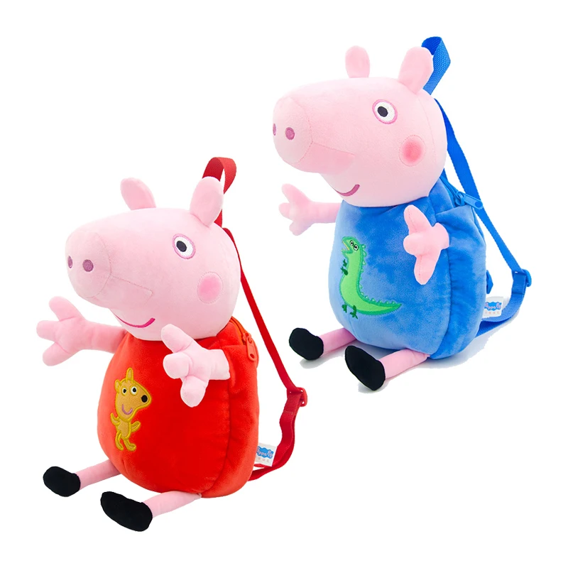 Peppa Pig Plush George Pig 3D Doll Stereo Backpack Kindergarten Backpack Kids Plush Toy Bag Birthday Christmas Gift Toys