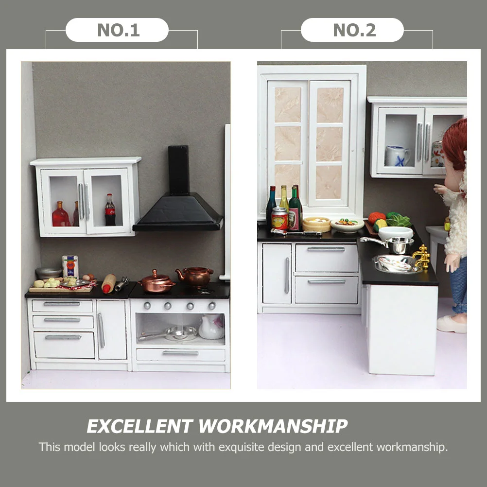 Simulated Kitchen Utensils House Miniature Model Tiny Furniture Small Prop Gas Stove Wooden Furnishings