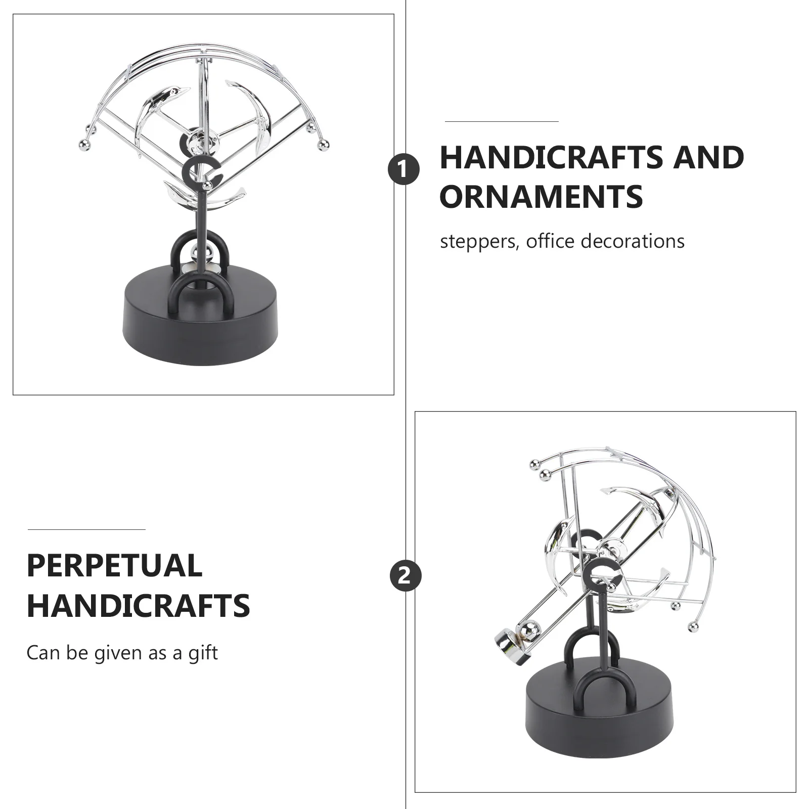 1 pçs movimento perpétuo ornamento de mesa prata base sólida ciência decoração escritório casa alívio do estresse durável balanço metal