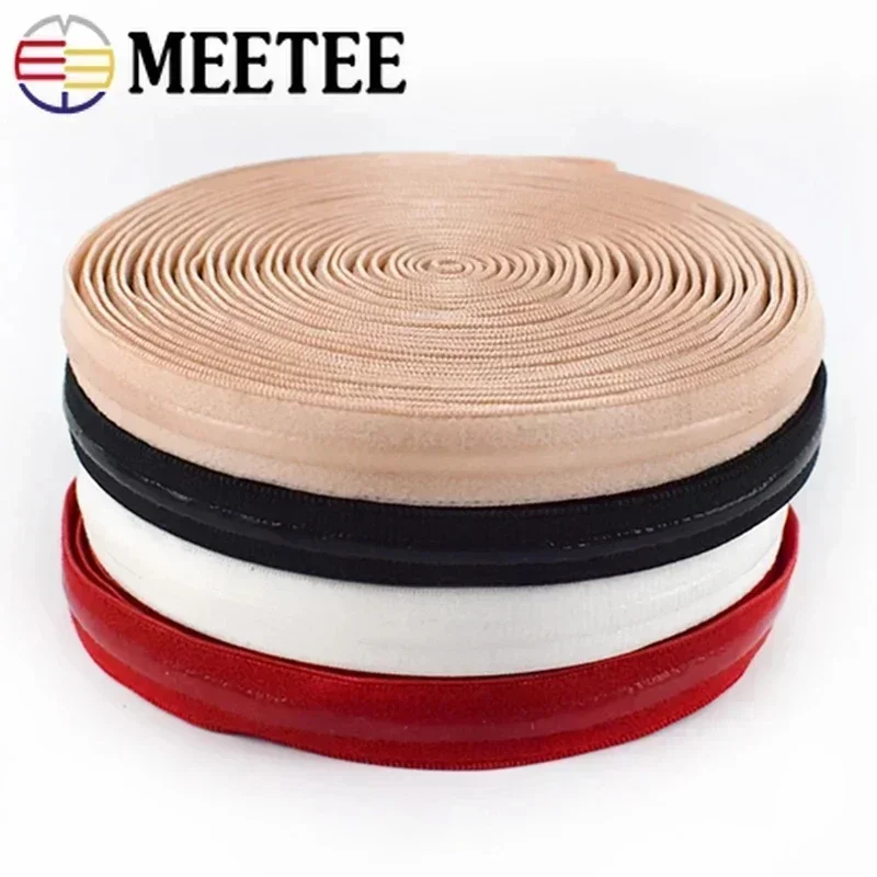 10/20M Meetee 8-25mm Elastic Band Transparent Silicone Non-slip Underwear Belt Rubber Stretch Ribbon Clothes Sewing Accessory