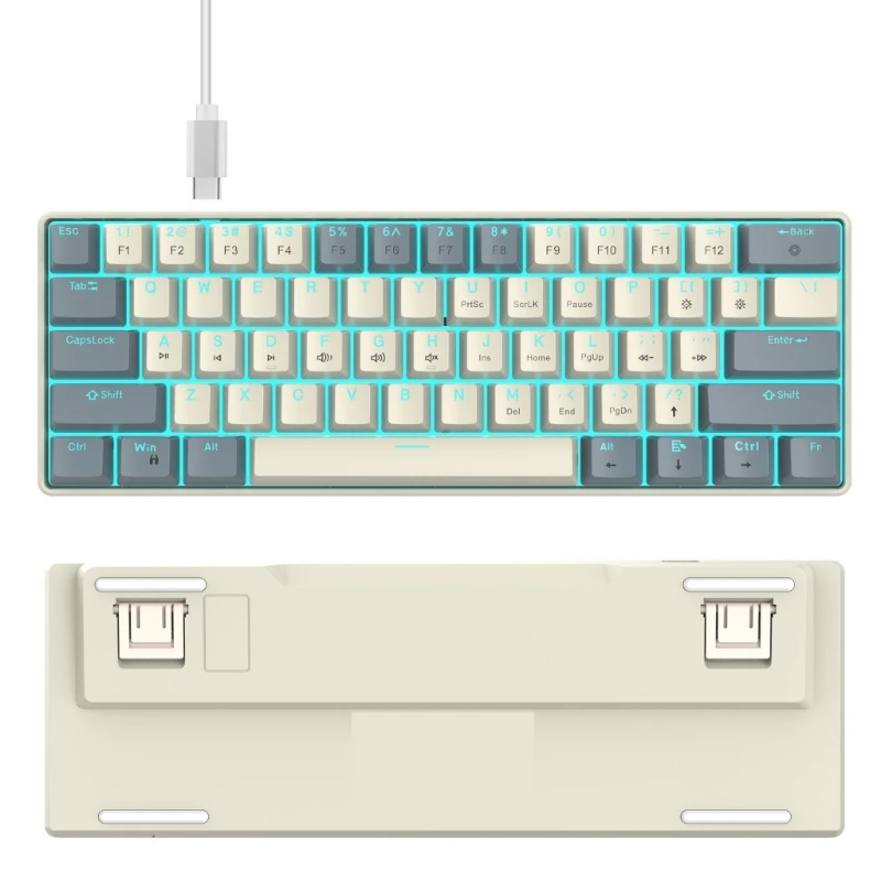 คีย์บอร์ดเล่นเกมแบบมีสาย USB พร้อมโหมดแสง 19 โหมดและคีย์บอร์ด Double Shot ABS Keycaps