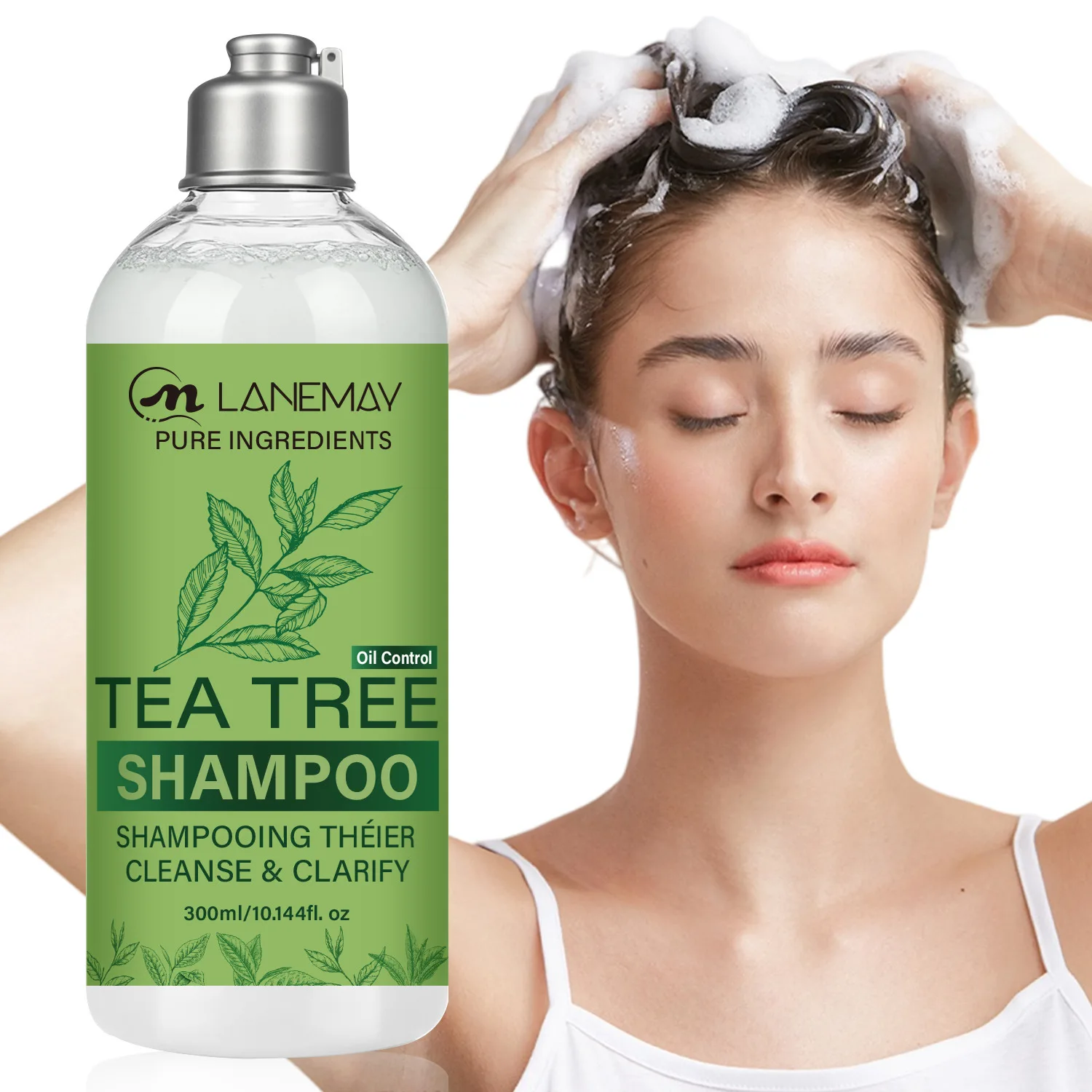 

Tea Tree Shampoo – 300ml. Formulated with Tea Tree Essential Oil, Rosemary, and Argan Oil to cleanse and clarify hair and scalp.