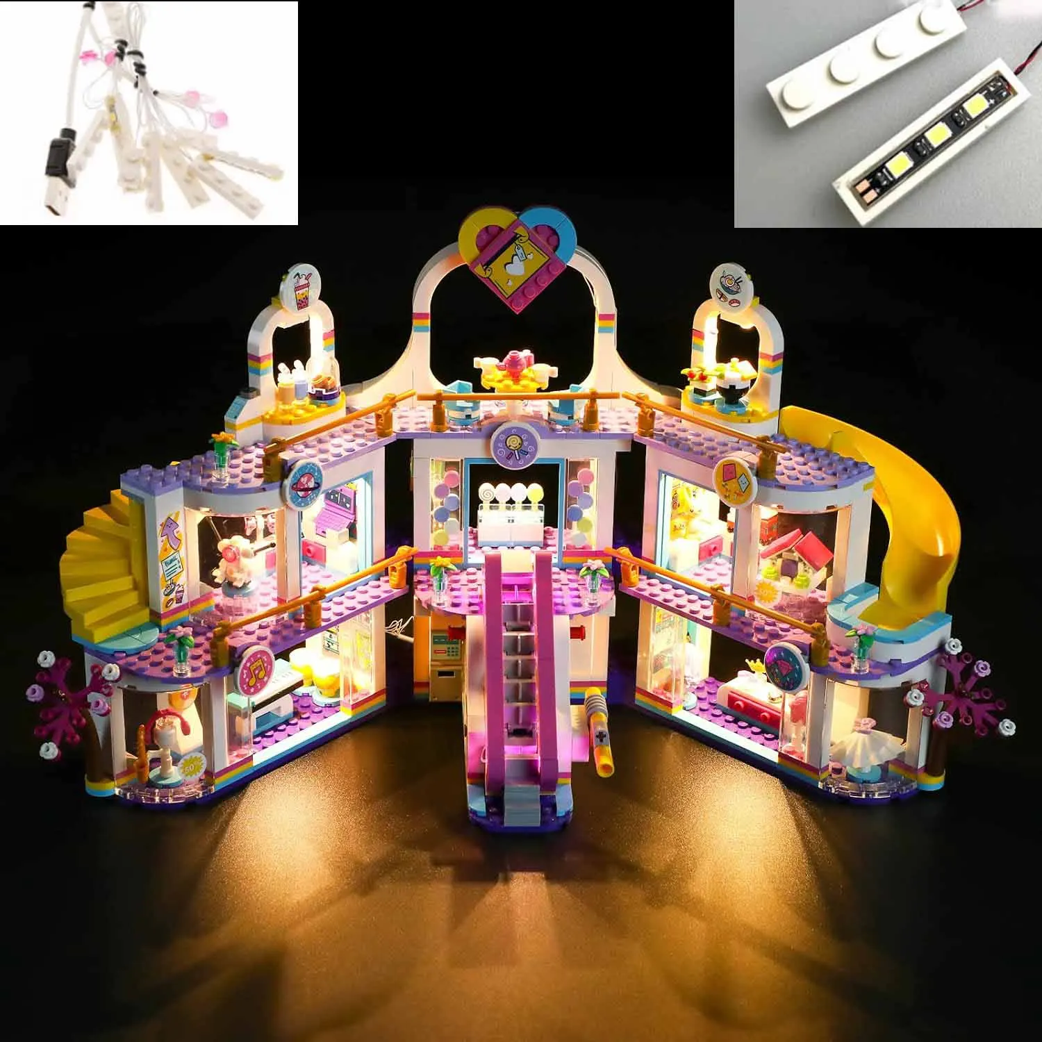 Light Up LEGO Friends Heartlake City Shopping Mall 41450 Building Set USB LED Light-(Not Include Lego Model)