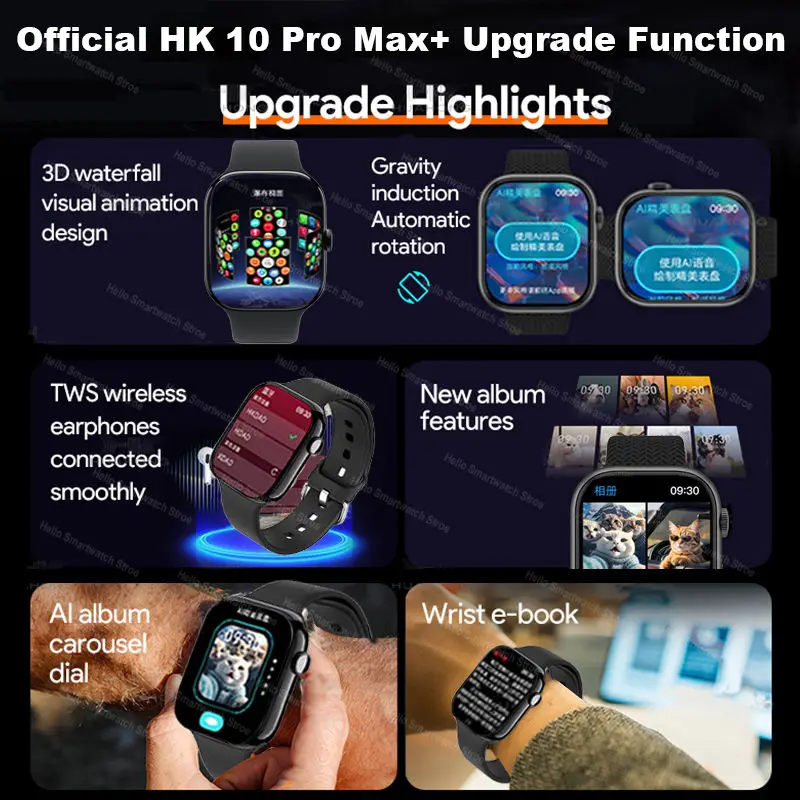 HK 10 Pro MAX Plus ساعة ذكية سلسلة 11 46 ملم HD AMOLED 4G ROM بلوتوث شبكة دعوة AI روبوت ساعة NFC البوصلة Smartwatch 2025