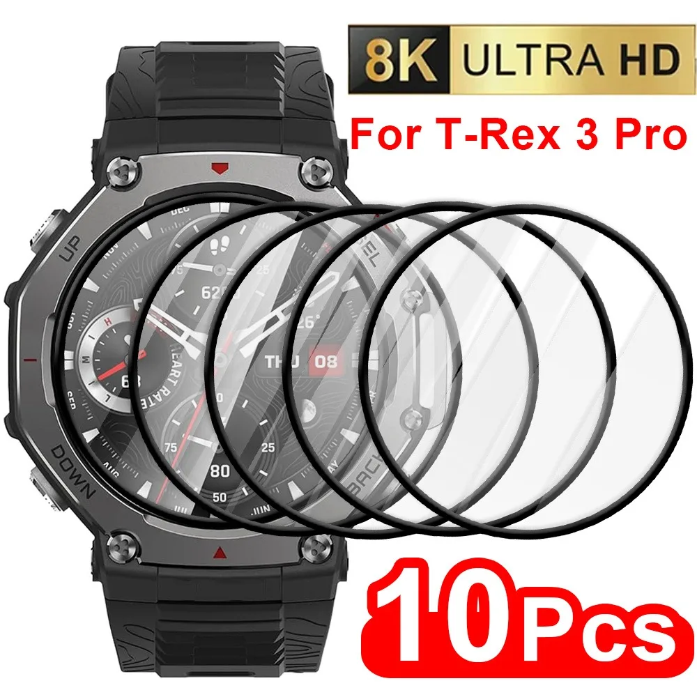 Protetor de tela para amazfit t-rex 3 pro, 1-10 peças, cobertura completa 3d, filme protetor anti-arranhões, não é vidro temperado