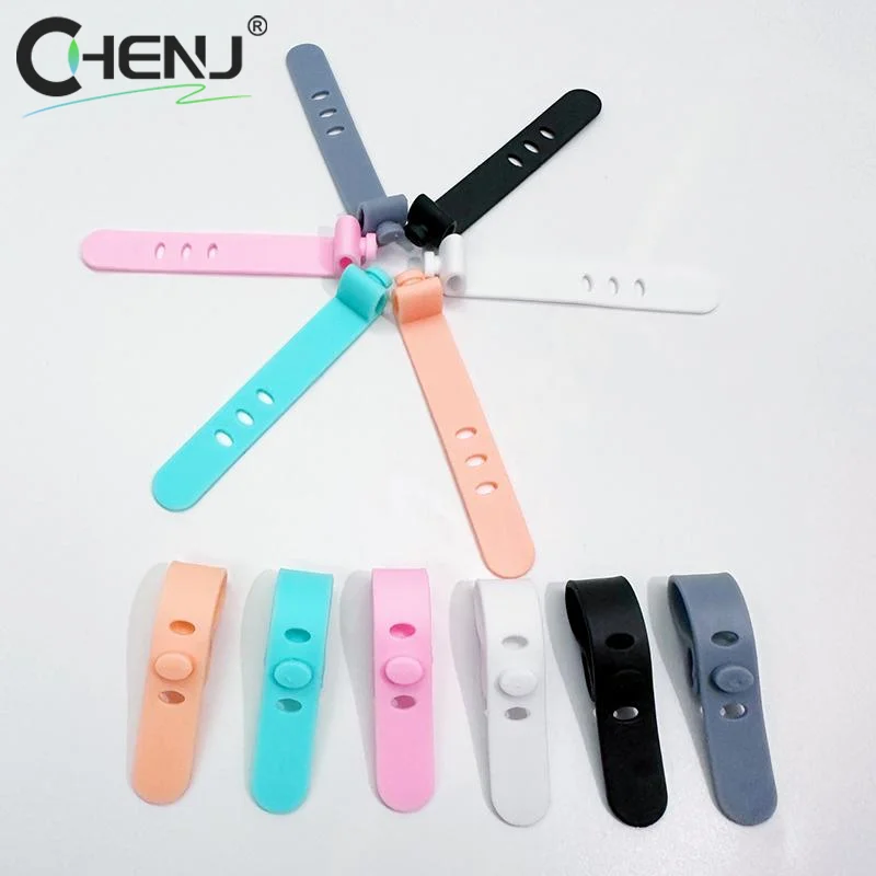 [J]20Pcs Cable Organizer Silicone Wire Binding Data Cable Tie Management Bobbin Winder Marker Holder Tape Lead Straps
