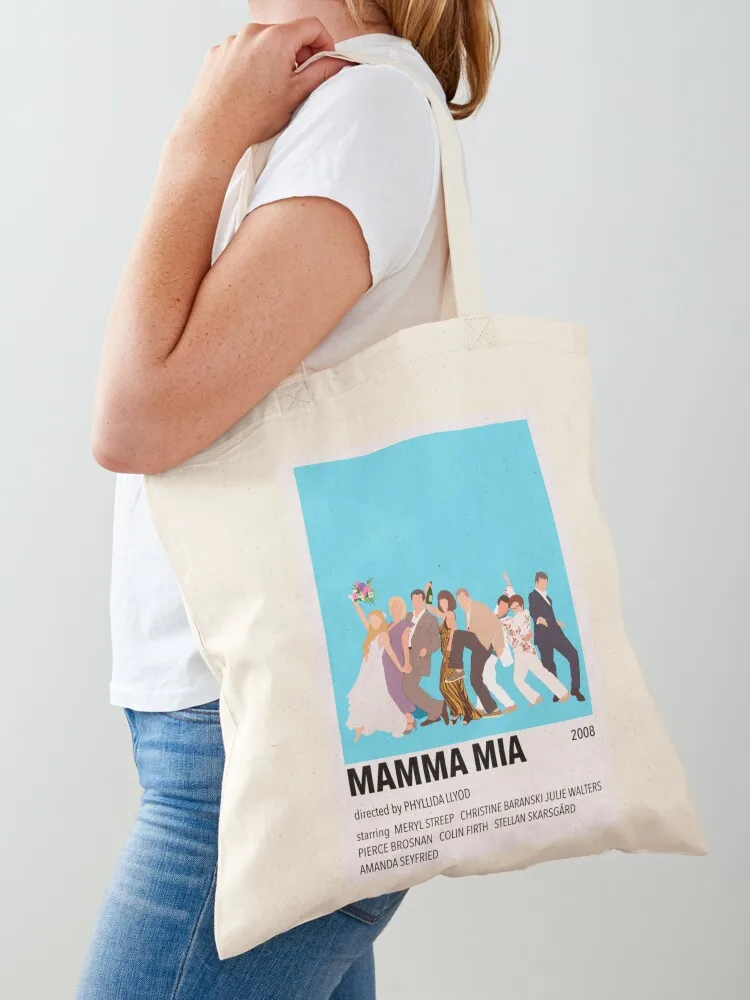 Mamma Mia Minimalist Poster Sticker Tote Bag cloth bag woman Women's bags Handbags foldable reusable bag