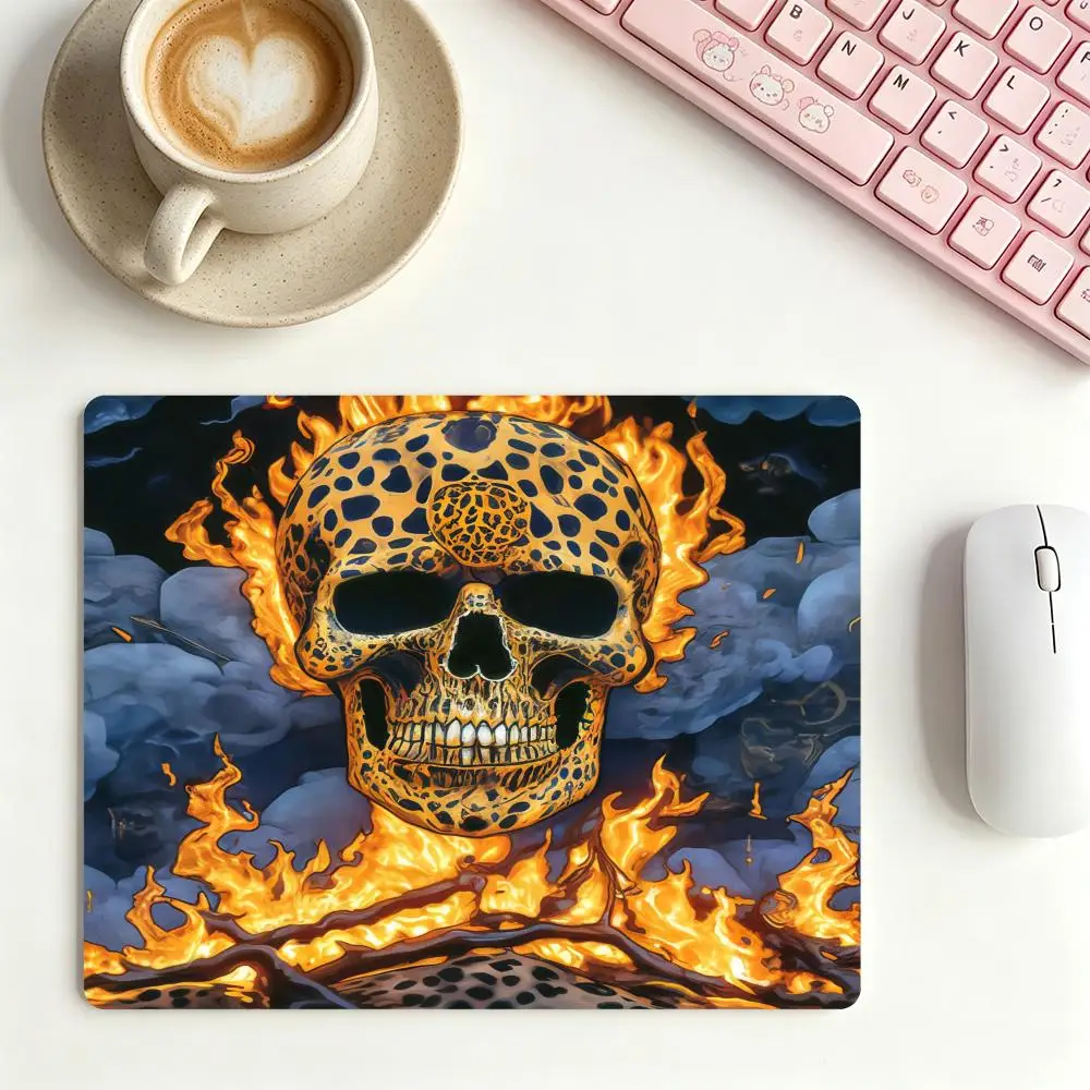 Large Size Playmat Blue Gold Gemstone Texture Skull Flame Lava Dark Art Pattern Anime Games Office Desktop Mat