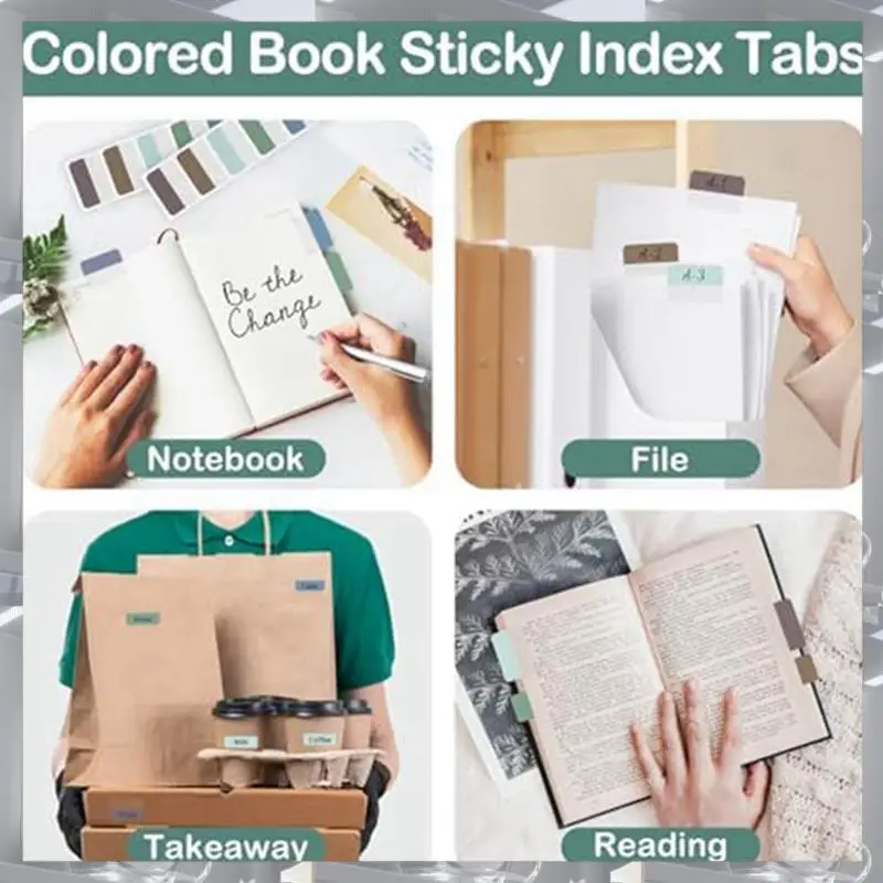 ขายร้อน-Multicolor Self-Adhesive Book Tabsเครื่องหมายหน้าแท็บ 1.8X1.1 นิ้วเขียนได้แท็บหน้าโปร่งใสสําหรับNotebookfile