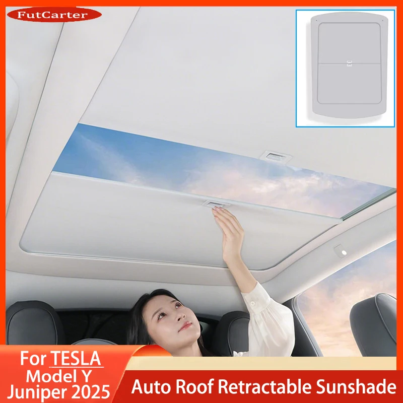 

Для Tesla Model Y Juniper 2025 + обновленный солнцезащитный козырек на крыше с защитой от ультрафиолета, выдвижной солнцезащитный козырек, аксессуары для интерьера