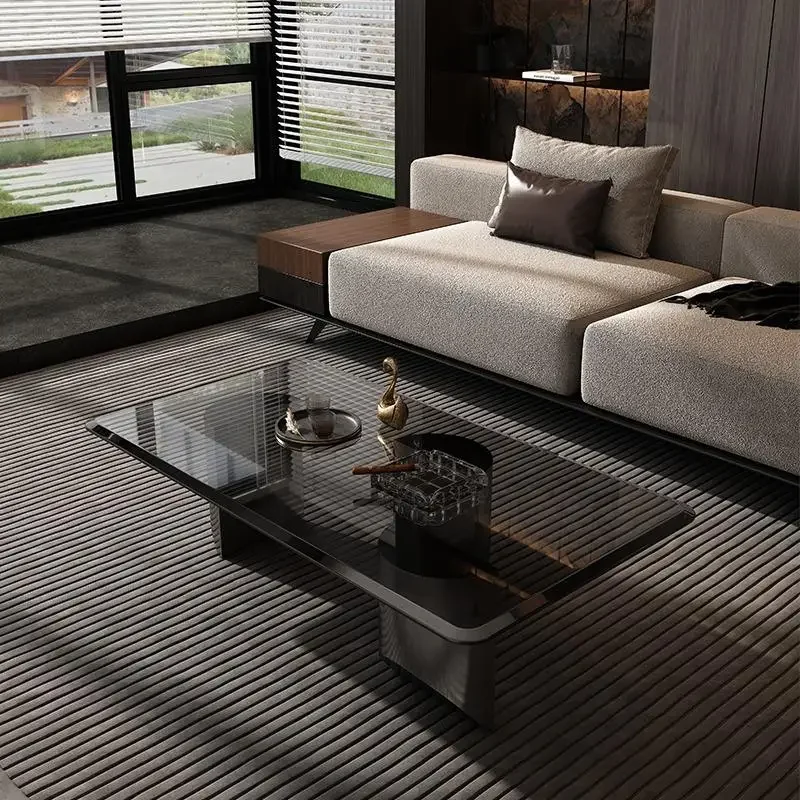 

Glass Black Industrial Coffee Table Modern Quality Minimalist Waterpoor Coffee Table Transparent Standing Meubles Furniture