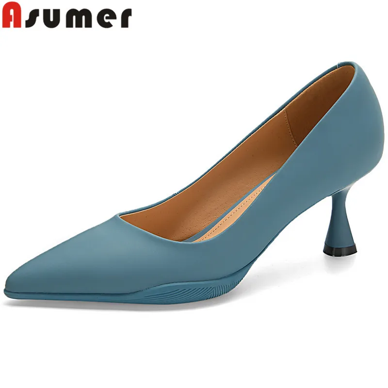 

ASUMER 2024 New Fashion Synthetic Pointed Toe Shoes Woman Ladies Thin High Heels Dress Pumps Solid Slip On Party Shoes