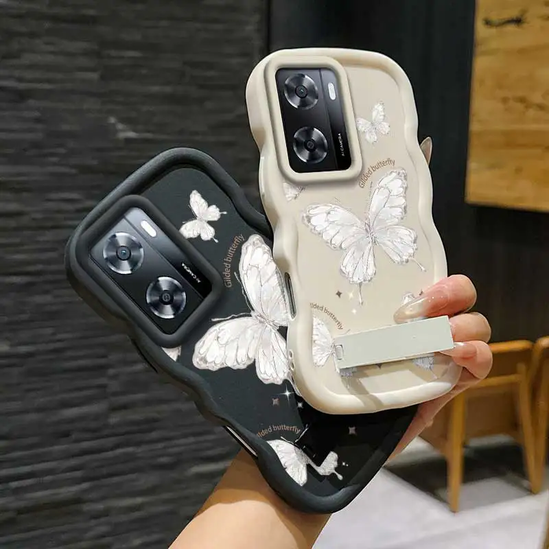 حافظة كاجوال بتصميم مرن على شكل فراشة مذهبة مضادة للخدش وحامل مصنوعة خصيصًا لهاتف OPPO A77 مثالية لـ OPPO A Reno #1