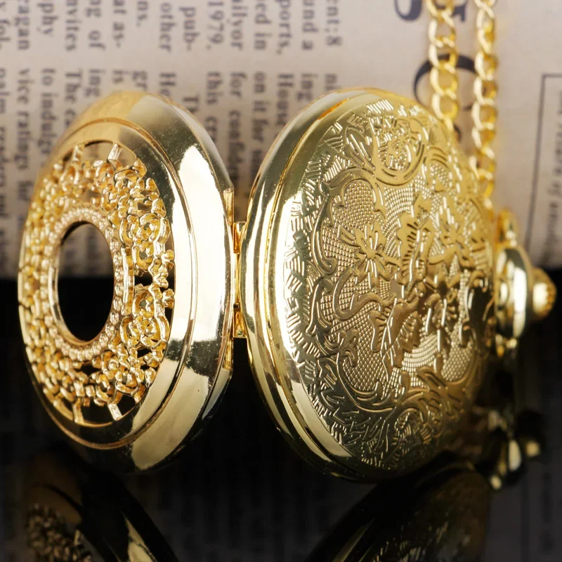 Luxe Gouden Quartz Zakhorloge Ketting Ketting Witte Wijzerplaat Mode Nobel Horloge Hanger Kerstcadeau Mannen Vrouwen