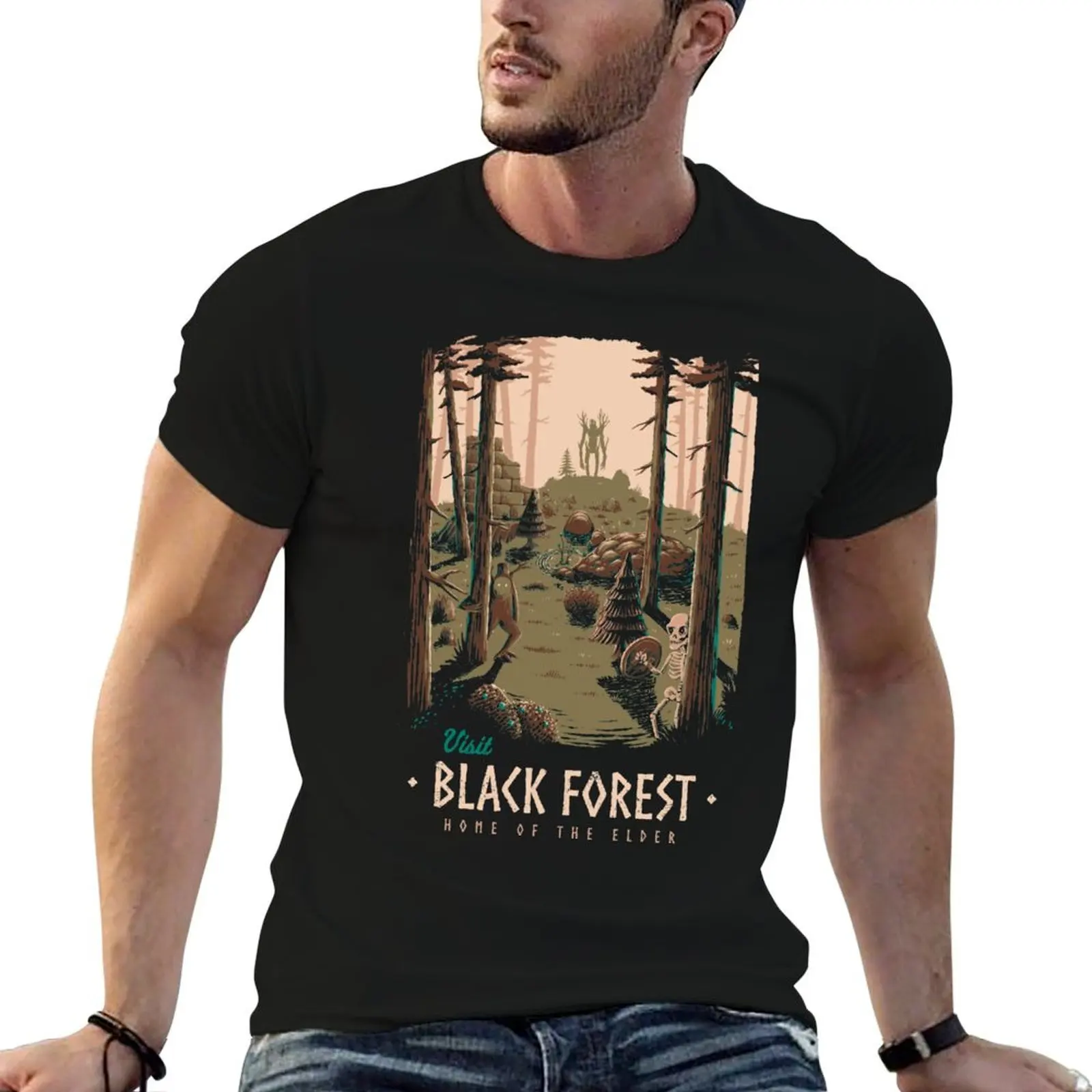 Black Forest T-Shirt Minimalist Plain Crew Neck T-Shirt