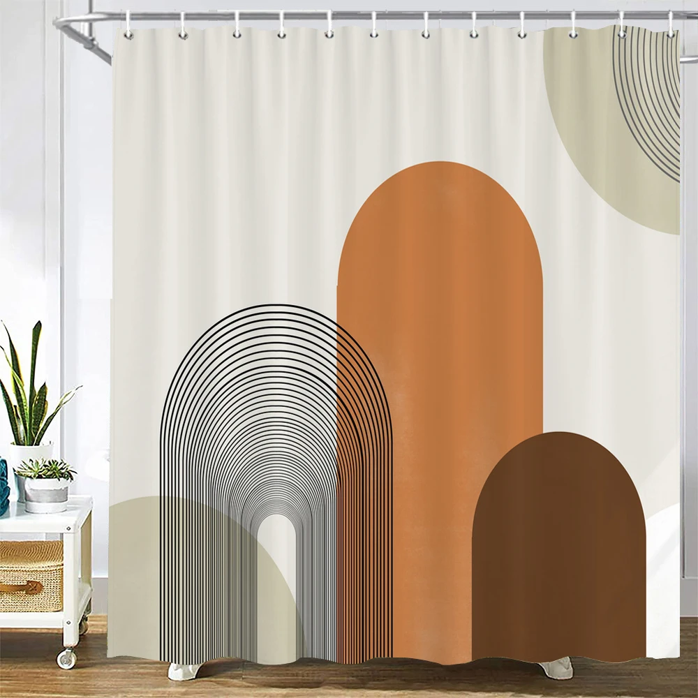 

Nordic Flower Leaf Abstract Art Shower Curtain Waterproof Polyester Fabric Modern Minimalistic Bath Curtains for Bathroom Decor