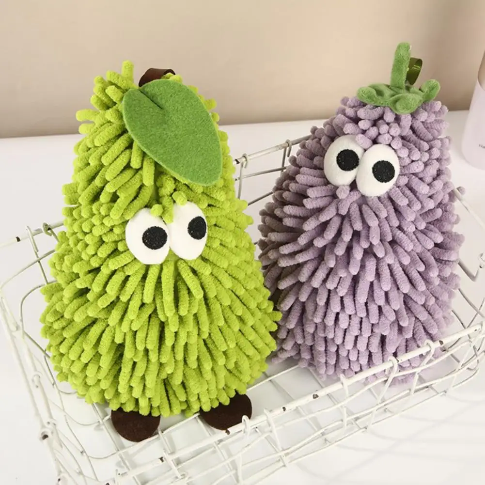 Soft Hand Towel Cute Fruit Pattern Hand Towel for Bathroom Super Absorbent Quick-dry Kitchen Towel Kids Hanging with Rope Loop