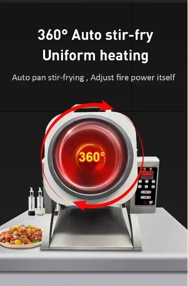 9l Automatic Cooking Machine 3200w Cook Food On Household Stir-fry Home Electric Induction Rotating Wok Pot 220v Rice To Chilli