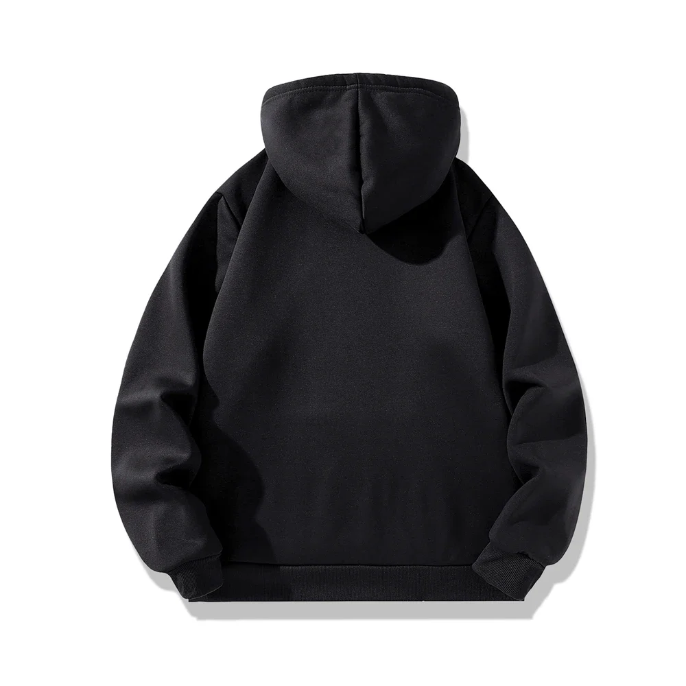 Men\'s Winter Warm Hoodies Sports Thick Sweatshirts Windproof Thermal Casual Solid Color Loose Long Sleeve Pullover Streetwear
