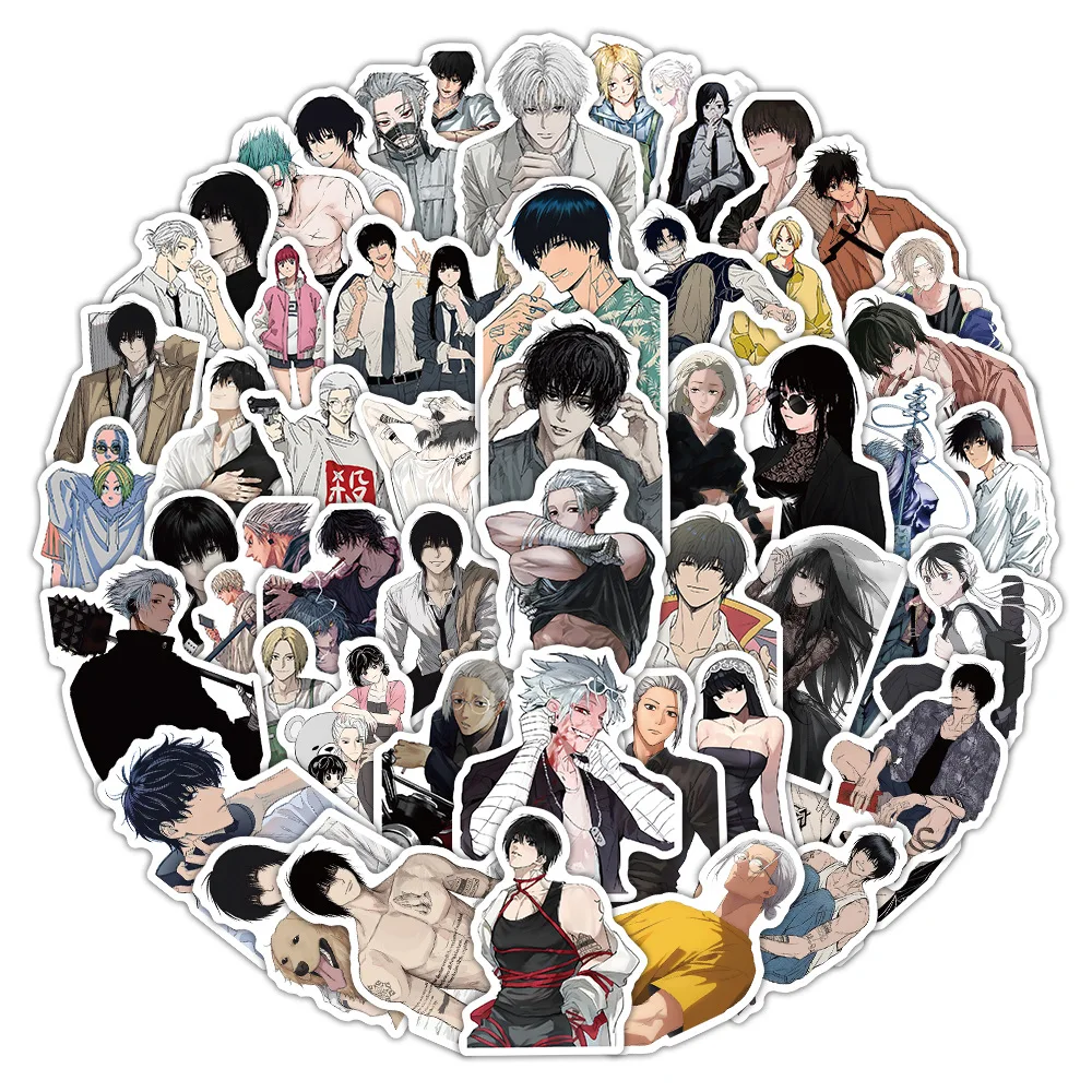 

54Pcs Sakamoto Days Stickers Black and White Anime Characters Mobile Skateboard Stickers