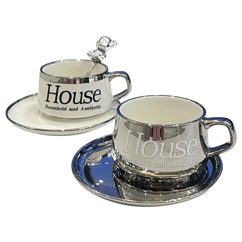 PYH light luxury high-value women's coffee cup set, high-end exquisite afternoon tea cup, high-end ceramic mug