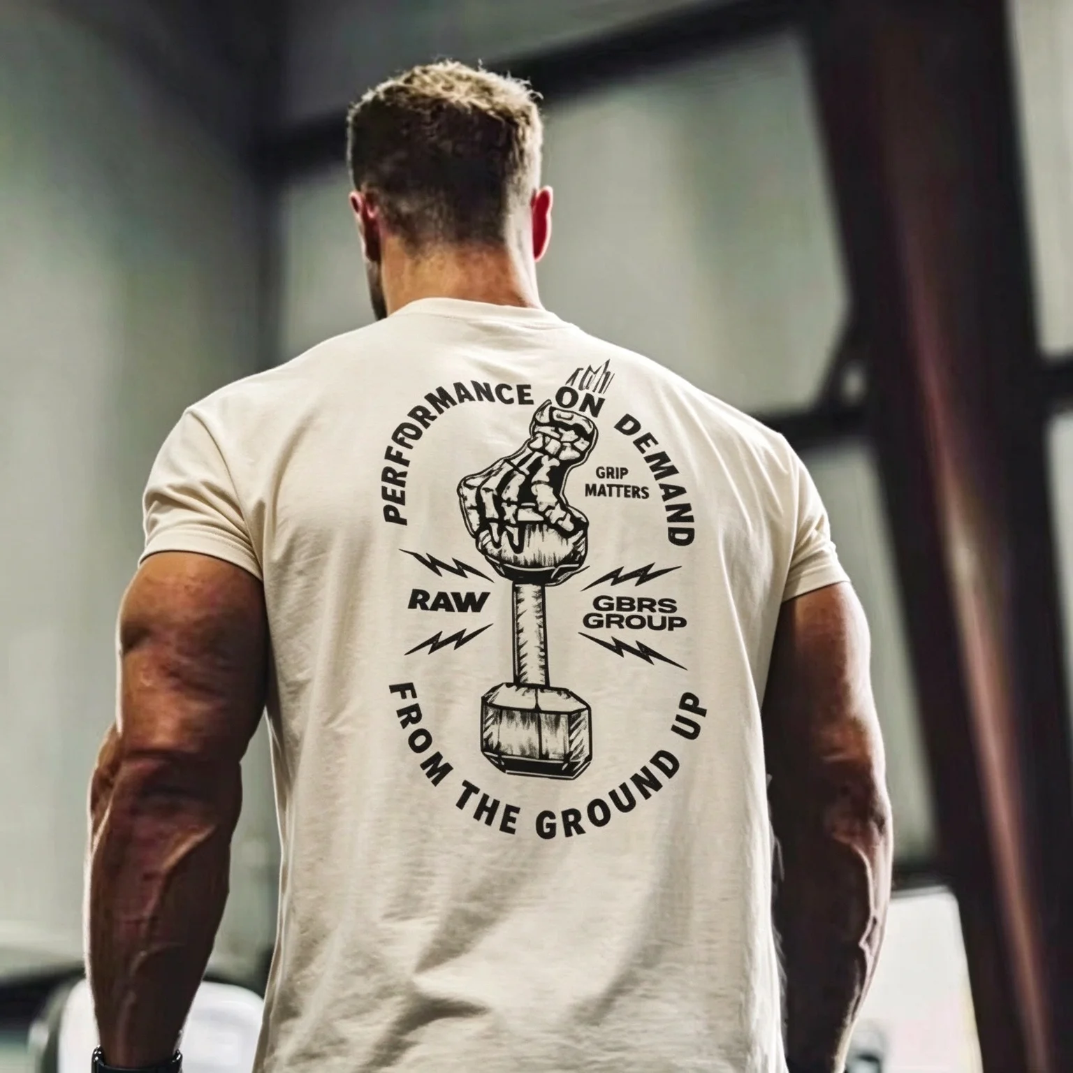 2026 New Tactical Family Matching Unisex Oversized T Shirt Skeleton Hand Dumbbell Back Print Streetwear Casual Short Sleeve Tops