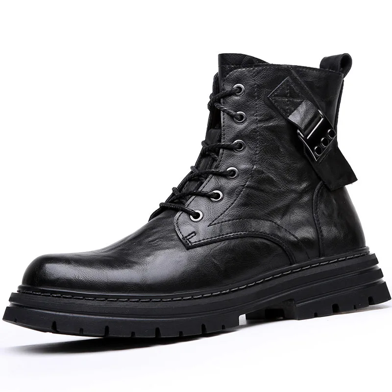 

Brand Design 2024 Autumn and Winter Men Shoes High-top British Style Trend Motorcycle Leather Boots New Tooling Boots Men Boots