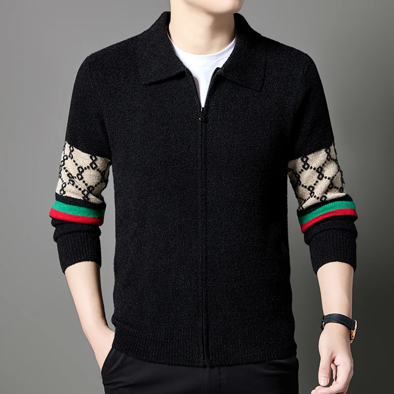 

2025 New Collar Wool Knitted Sweater Cardigan Men's Spring and Autumn New Fashionable Casual Sweater Jacket