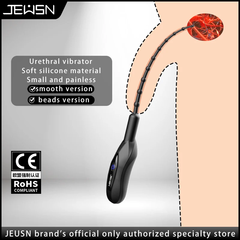 JEUSN-Conjunto vibrador uretral de silicone macio, dilatador masculino, plug penis, estimulação ocular do cavalo sonoro, estimulação para homens